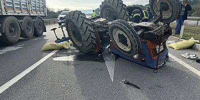 Traktör ile otomobil çarpıştı: 1 yaralı